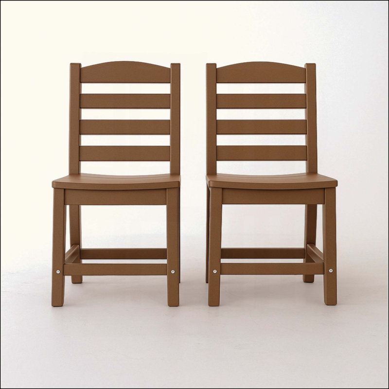 Chaises d'extérieur sans accoudoirs - Ensemble de 2 matériaux en PEHD, Brun