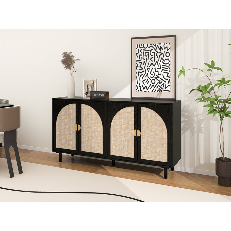 Buffet décoratif Cheshunt, Noir, H 31,54 po x l 58,9 po x P 15,59 po