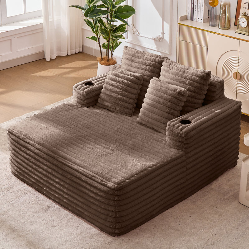 Upholstered Chaise Lounge, Brown