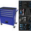 Coffre à outils bleu 4 avec outils. Rangement en métal pour garage, atelier. Armoire fonctionnelle de 4 po à 2 freins et 24,4 po, bleu. Pour l'entrepôt, la construction et l'efficacité-1164565080