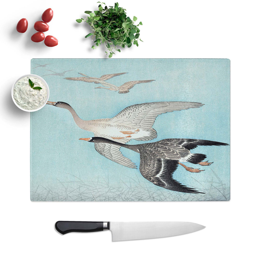 Glass Great Geese in Flight by Ohara Koson Chopping Board
