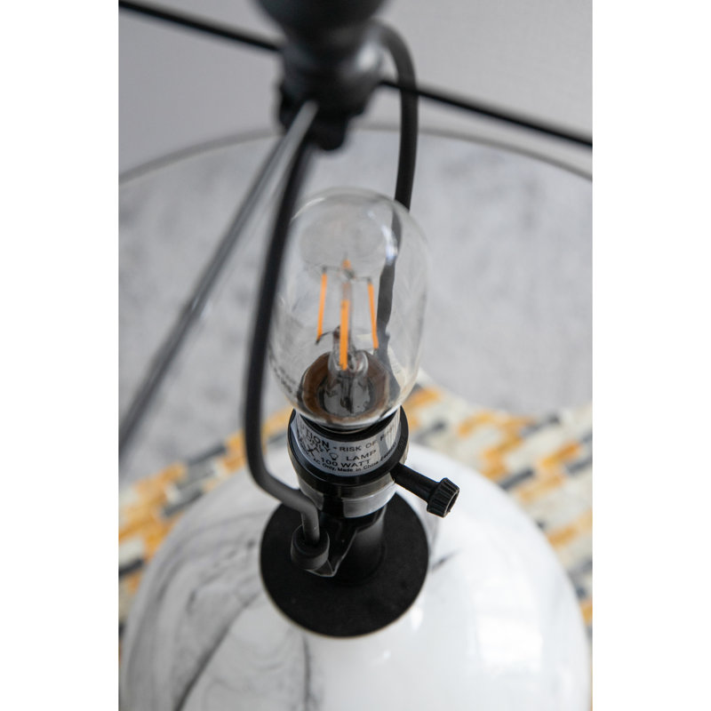 Lampe de table 14X14x23 "en verre blanc et gris