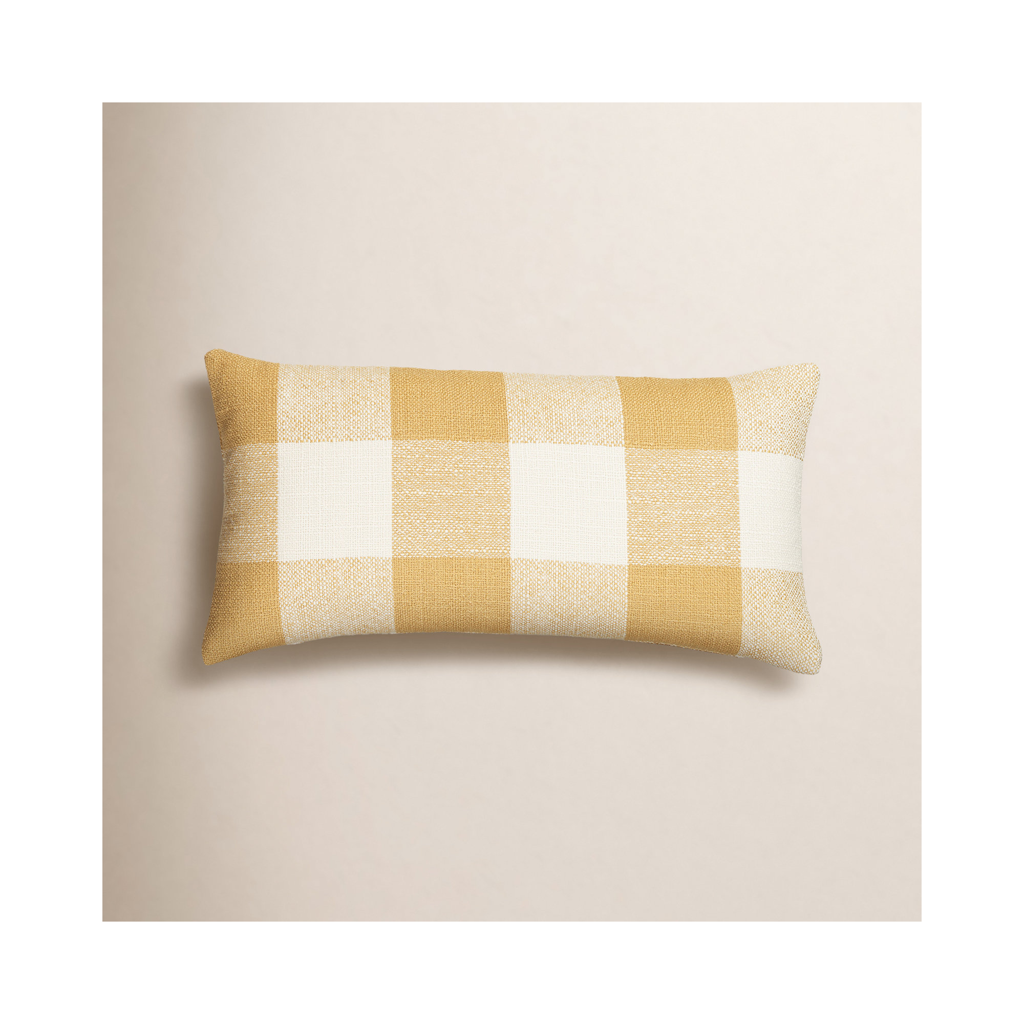 Birch Lane Cleveland Throw Pillow Lumbar, Yellow Checkered, Feather