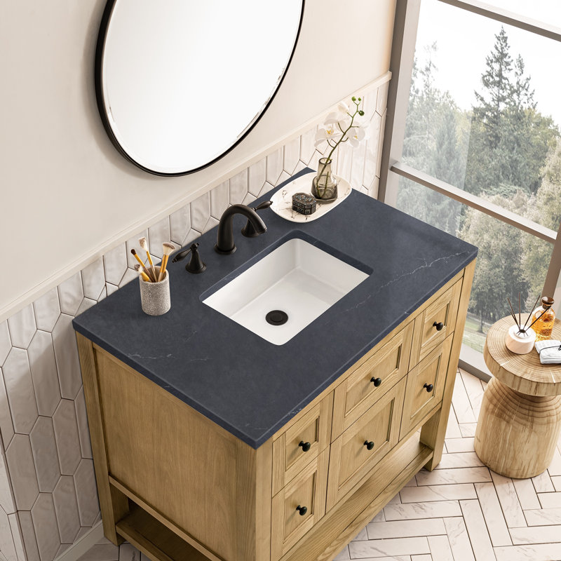 Breckenridge 36'' W Single Vanity, Charcoal Soapstone, Light Natural Oak, 8" Widespread