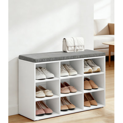Entryway Storage Bench With Cushioned Seat