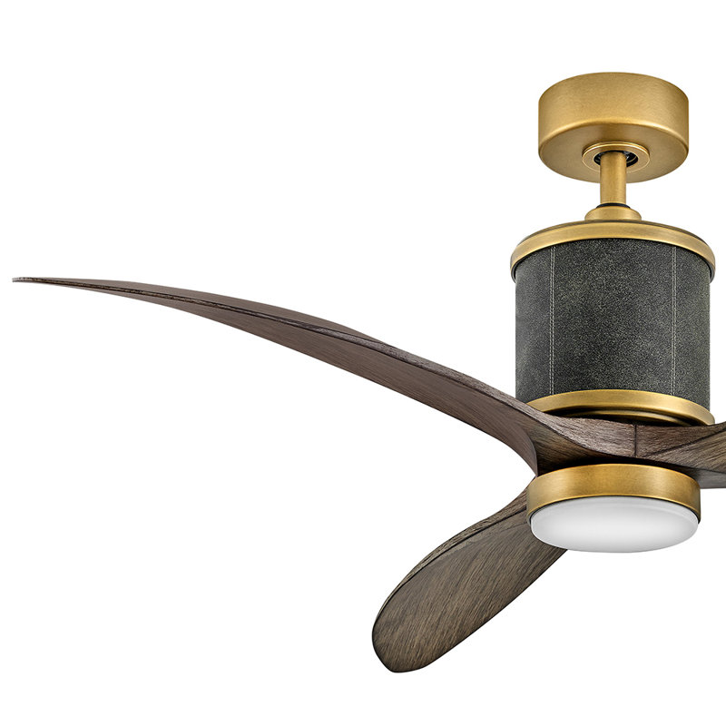 Merrick 60-in Indoor/Outdoor Smart Ceiling Fan with Integrated LED, Heritage Brass