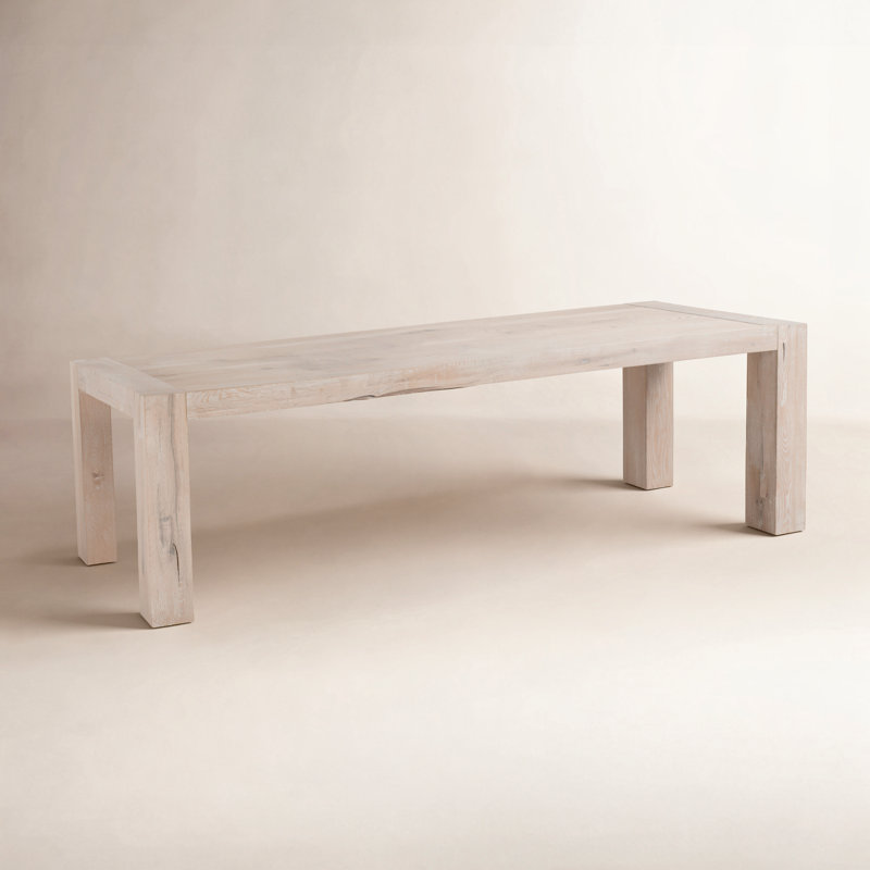Kingston 89" Reclaimed Oak Wood Transitional Dining Table In Natural Tone, Aged White