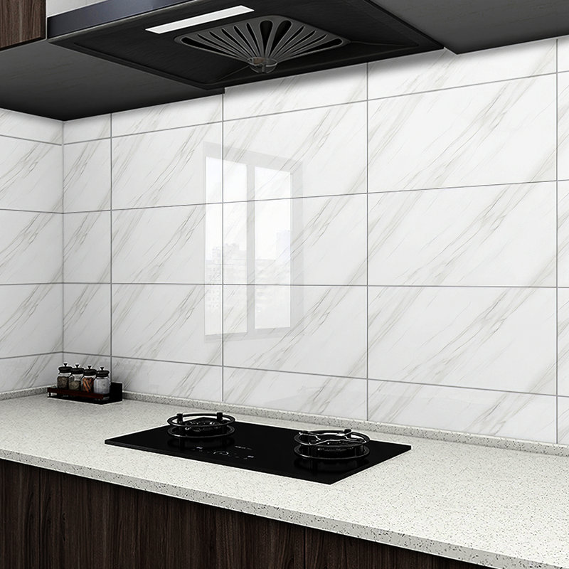 Deivids Peel and Stick Marble Wall Tile, White/Grey