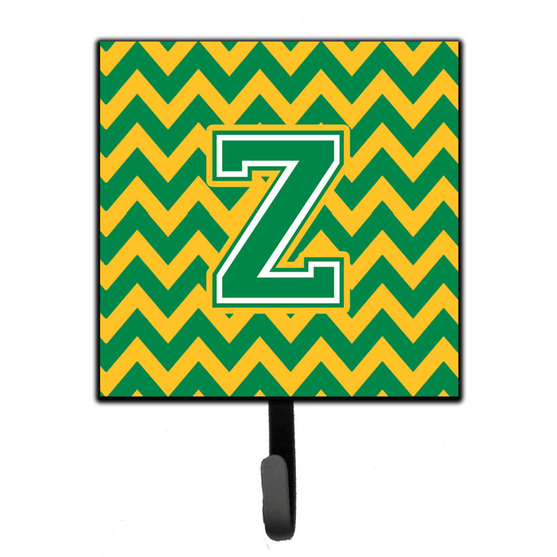 Organisateur de clés à motif de chevrons à motif de lettre avec c, Vert/doré