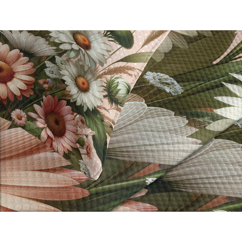 Polyester Floral Coverlet, King Coverlet / Bedspread + 2 Standard Shams