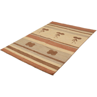 Tapis zone en laine noué la 5 pi 7 po x 8 pi 6 po one-of-kind Ziegler