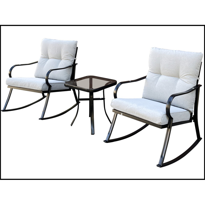 Ensemble de conversation d'extérieur 2 personnes avec coussins, chaise simple, table Shanari, Blanc cassé