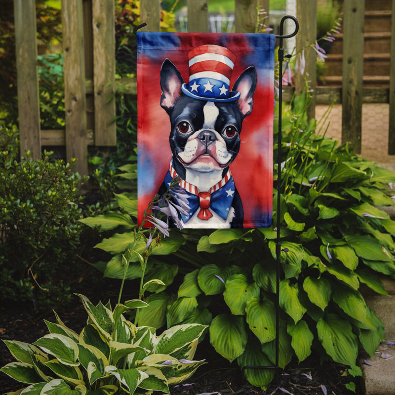 Drapeau patriotique du jardin américain, Boston terrier noir / rouge