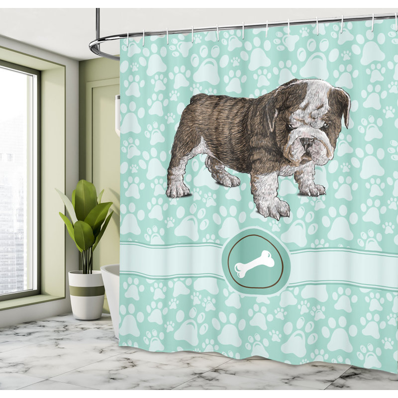 Ensemble de rideau de douche Dog Lover + crochets, H 84 po x l 69 po