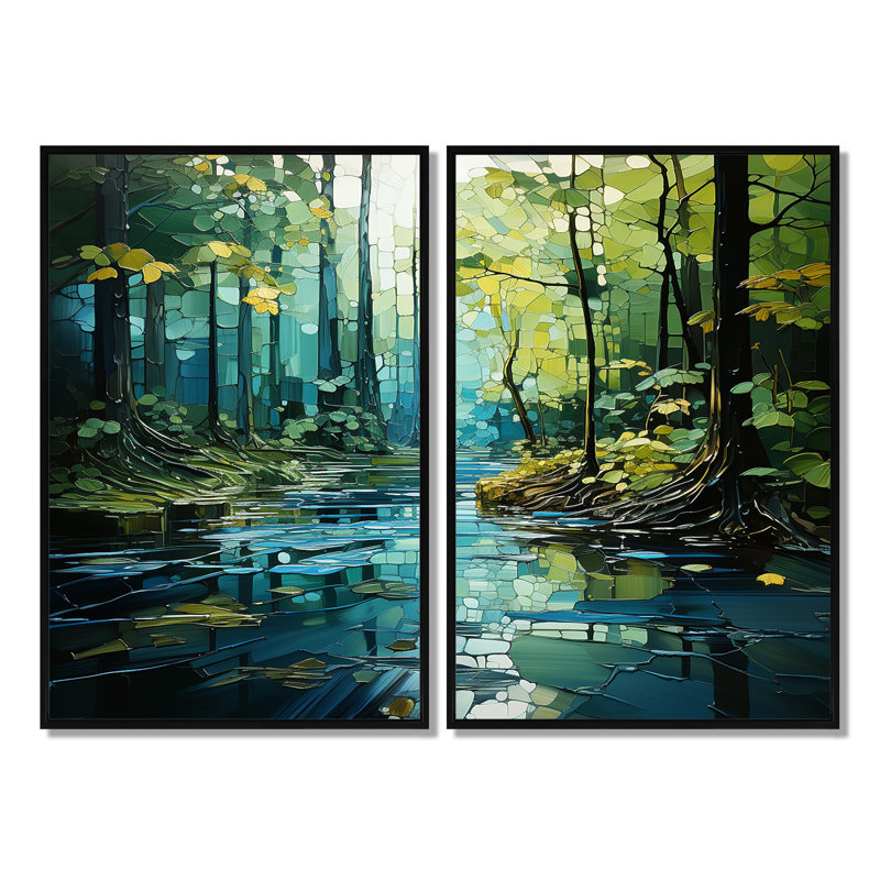 «Drip Natures Pulse River II», Black, 36" H x 48" W, Impression encadrée flottante
