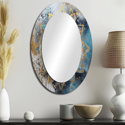 Miroir mural bleu et doré Mandala II - Bohème bleu