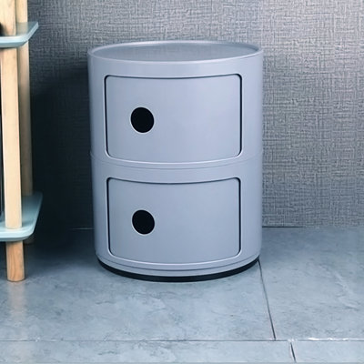 2-Shelf Round Side Table with Storage