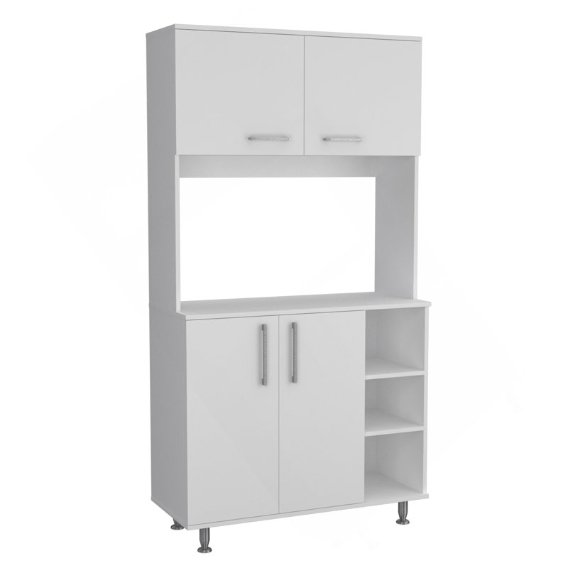 Ensemble 95 garde-manger, quatre pieds, armoire à deux portes, trois tablettes - blanc