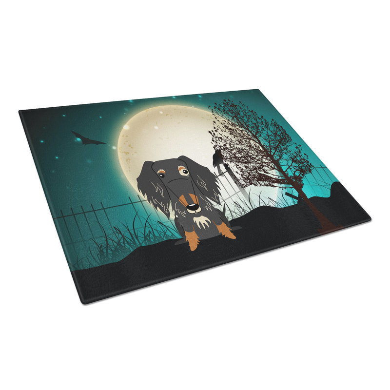 Planche à découper en verre à poils caroline teckel Scary Halloween