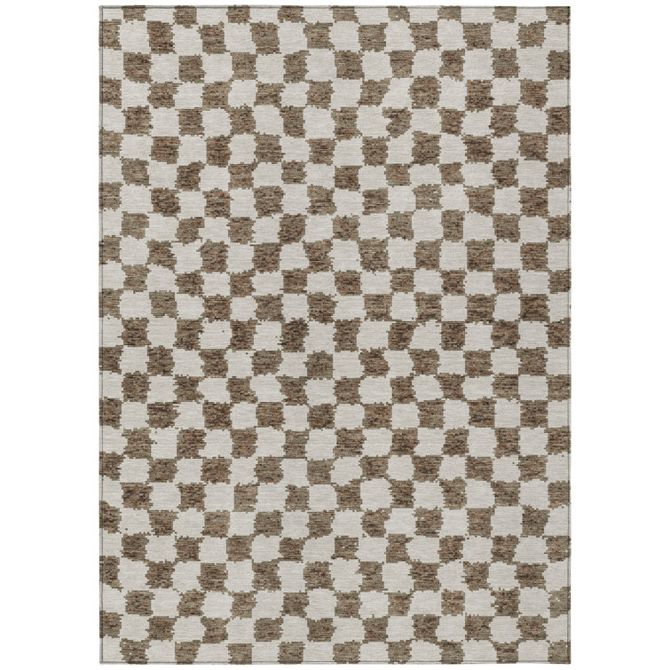 Machine Washable Indoor/Outdoor Xhevrie Brown Rug