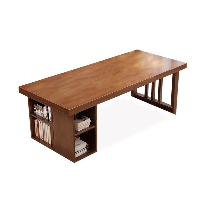 Bureaux rectangulaires en bois massif noyer, H 29,53 po x l 78,74 po x P 31,5 po, Retour à gauche