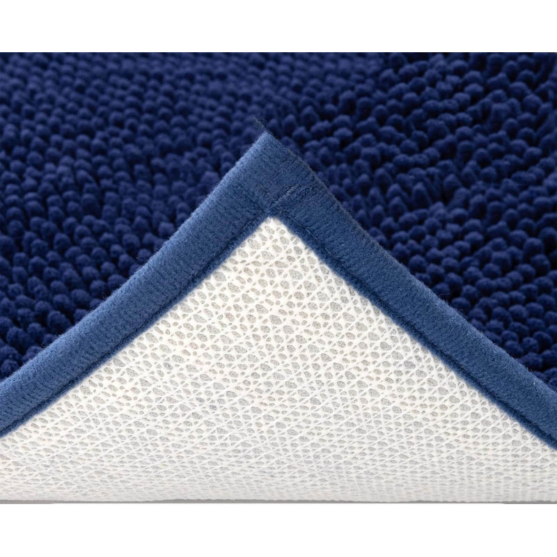 2 Piece set Rectangle Bath Mat, Navy