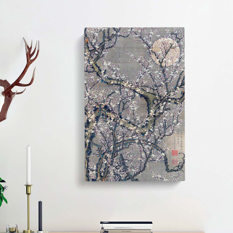 White Plum Blossom and Moon by Ito Jakuchu - Wrapped Canvas, 50cm H x 35cm W x 3cm D