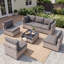 Ensemble de conversation d'extérieur, ensemble de jardin en résine tressée 6 personnes, groupe de sièges modulaire avec coussins, mobilier de jardin, mobilier d'extérieur et de terrasse avec tables de patio, gris-517958970
