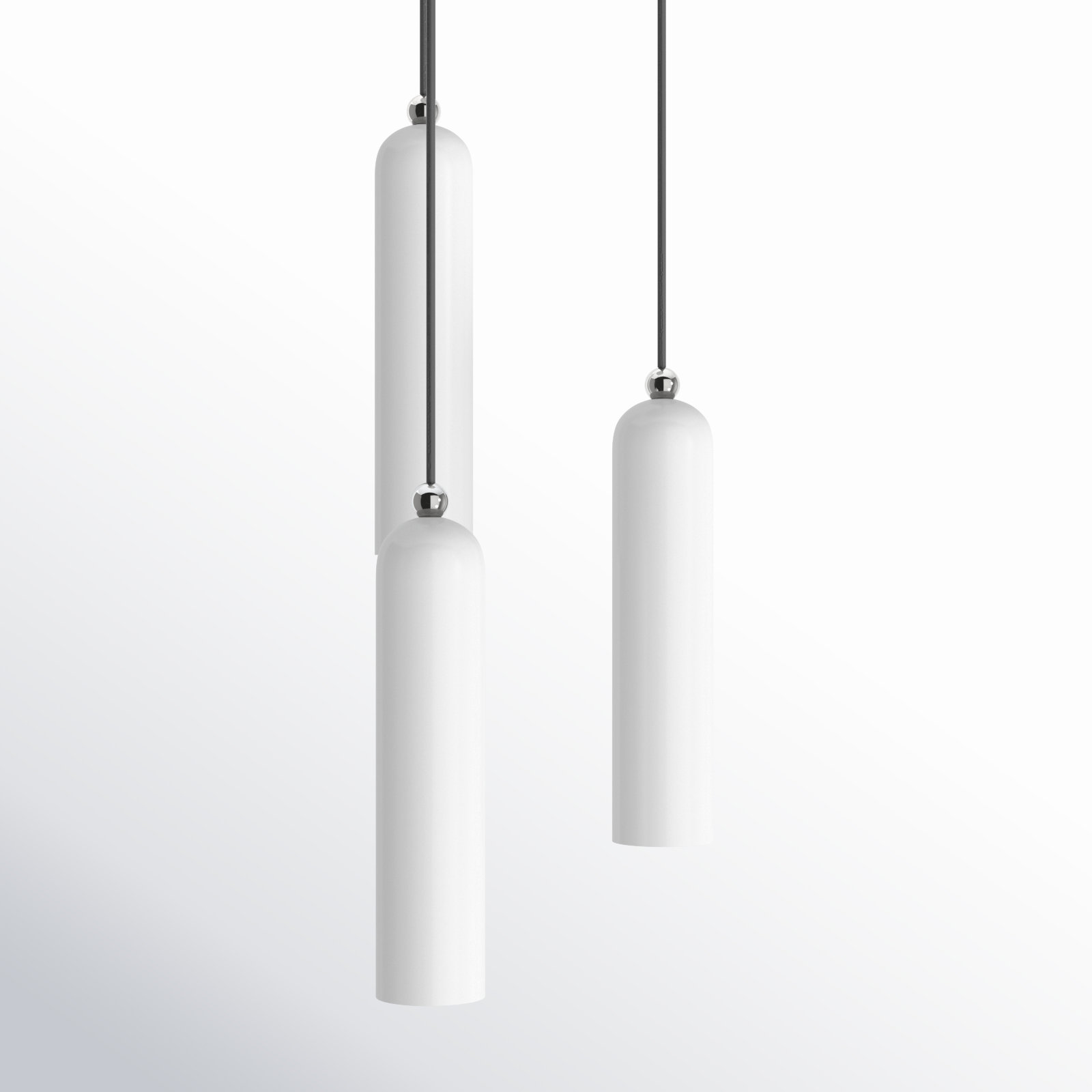 Halle 3 Light Metal Dimmable Pendant, Shiny White