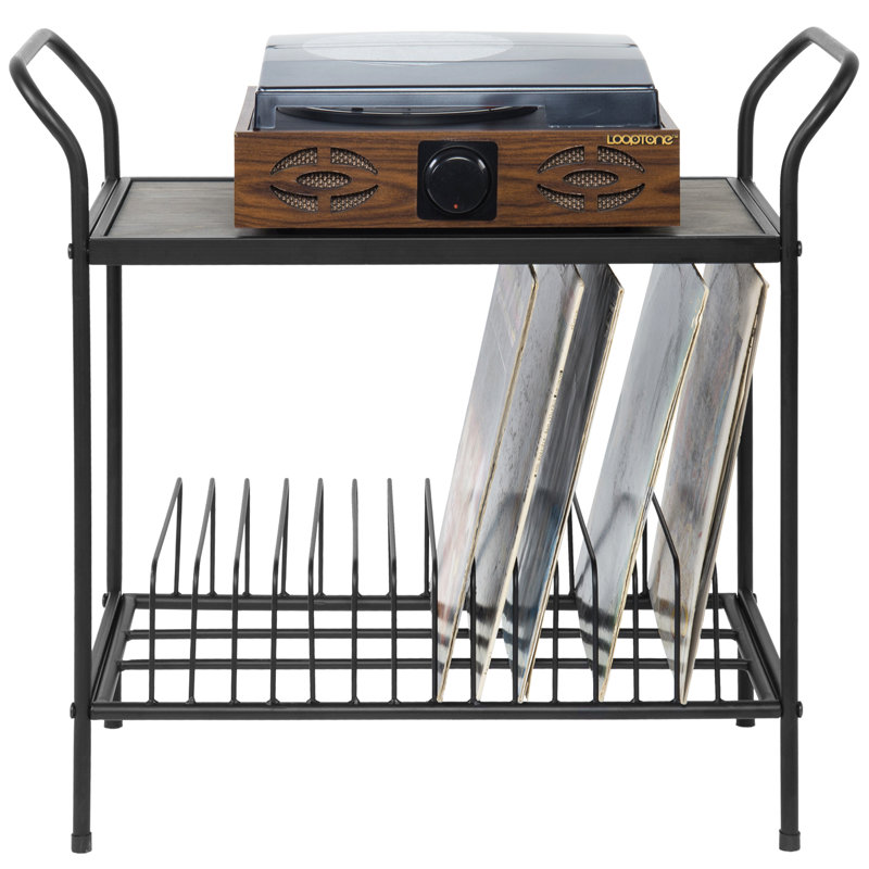 Audio Media Storage Rack with Vinyl Record Shelf