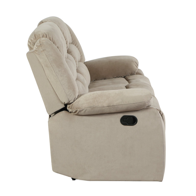 Transitional Microfiber Fabric Upholstered Sofa, Beige