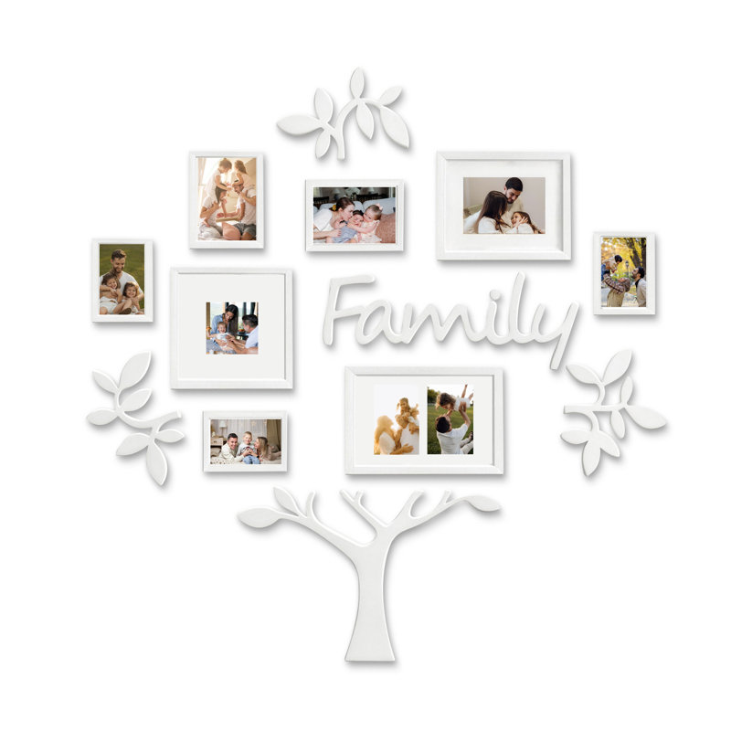 Family Tree Picture Frame Wall Decor Set, White