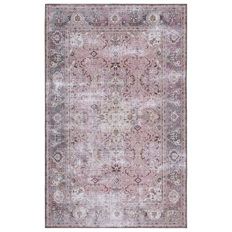 Gulick Oriental Area Rug in Pink/Beige, Rectangle 10' x 14'