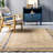 Damask Jute Area Rug for Dining Room Living Room Kitchen, Blue/Ivory-1907567769