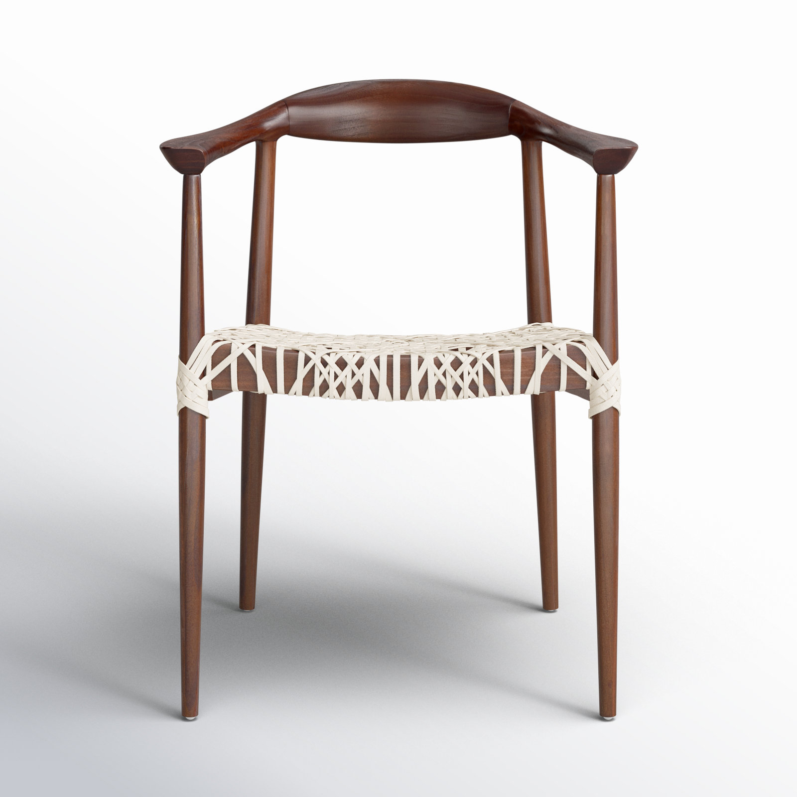Kazbah Leather Dining Arm Chair, Brown/White