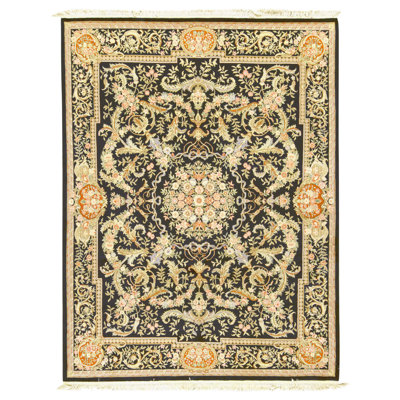 High-Quality Hand-Knotted Black Area Rug