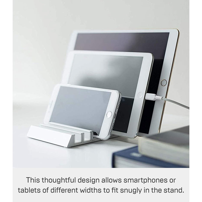 White Aluminum Multi-Device Tablet and Phone Stand