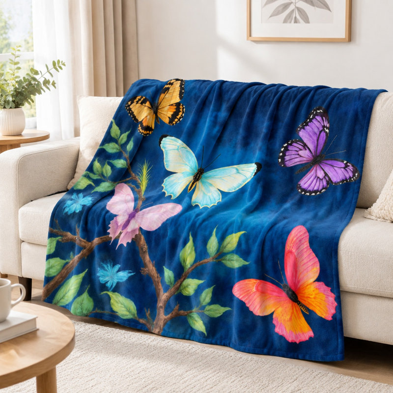 Couverture en flanelle Butterfly, L 50 po x l 40 po