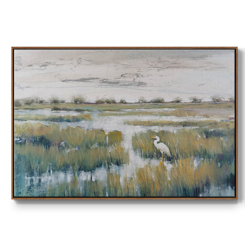 Marshland View VI, reproduction d'art sur toile, H 17 po x l 25 po x P 2 po, Cadre noyer