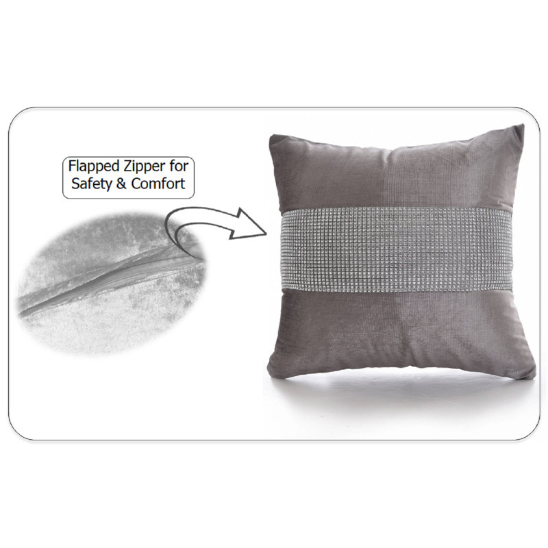 Adith Square Throw Cushion Cover, Silver, 55cm H x 55cm W x 4cm D