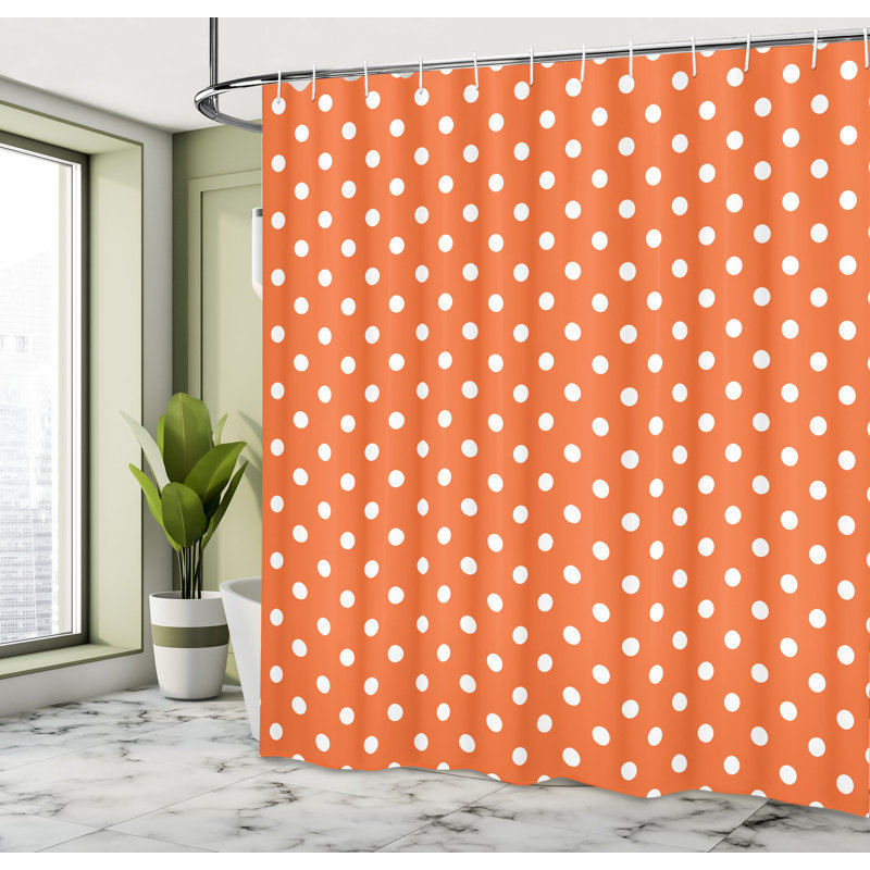  Rideau de douche simple à pois colorés, H 69 po x l 75 po, Orange brûlé