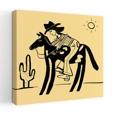 «Cowgirl Western Riding Horse», art mural fantaisiste contemporain
