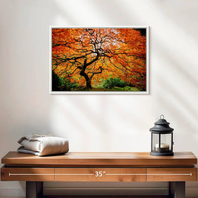 Automne érable japonais, Cadre flottant blanc, 19 po x 13 po