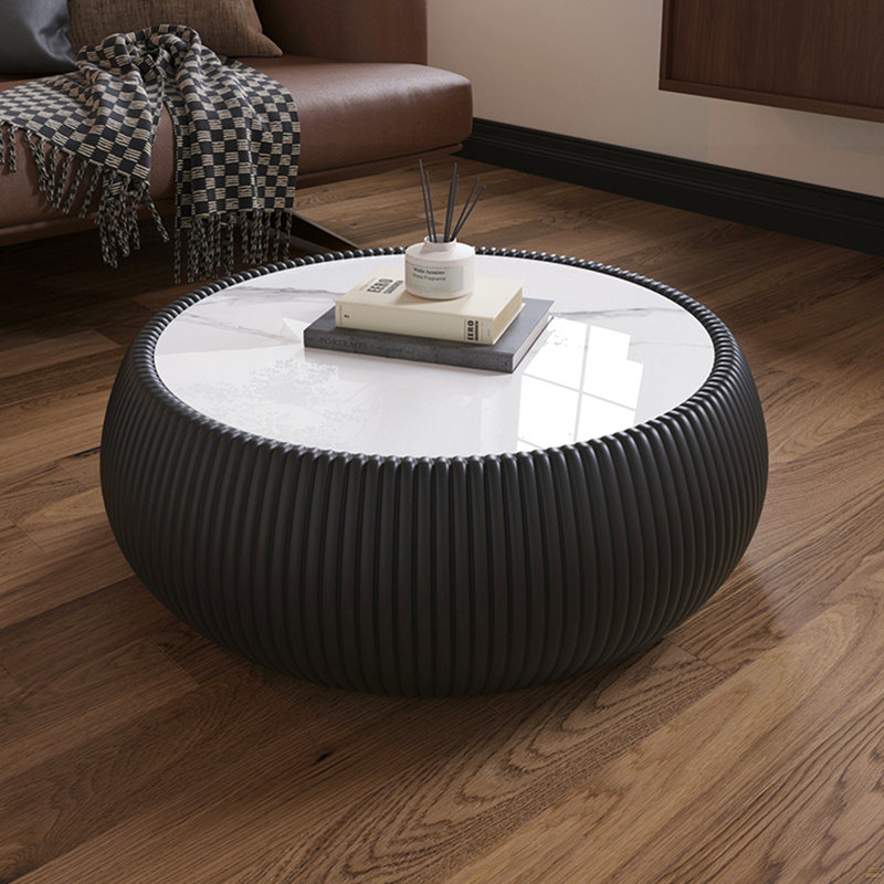 Table basse moderne en cuir fritté clair, Noir
