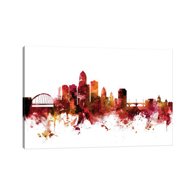 Des Moines, Iowa Skyline by Michael Tompsett - 1 Piece Wrapped Canvas Wall Art