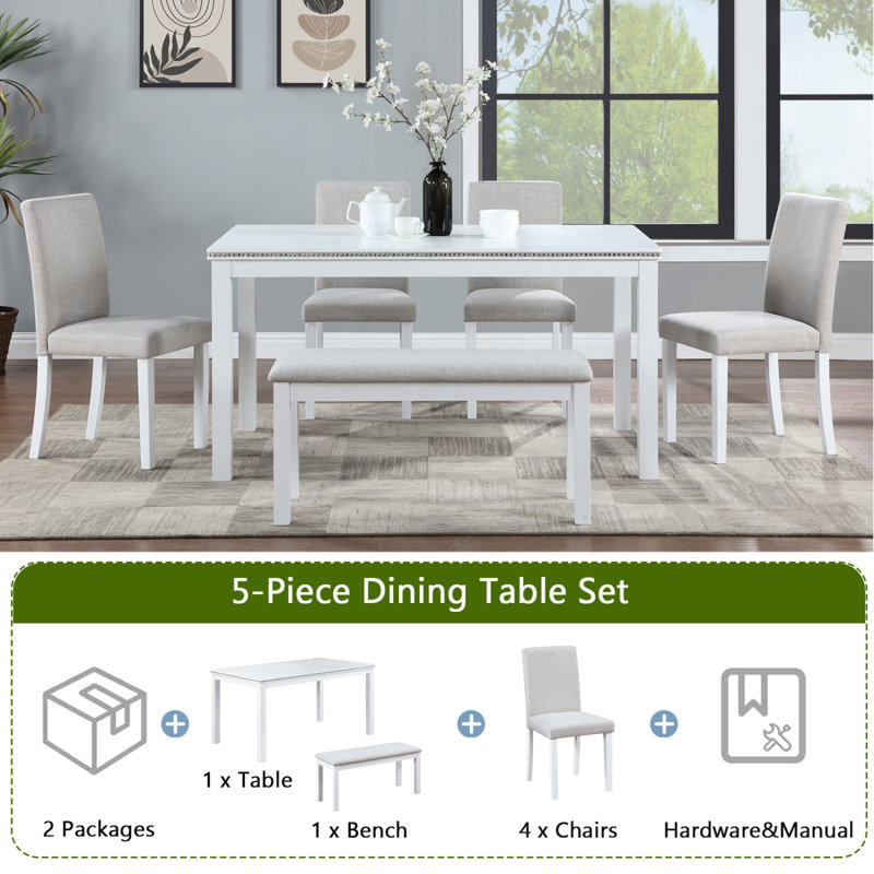 Table de salle à manger en bois rectangulaire avec banc, table de cuisine avec petit banc, table de salle à manger pour personne