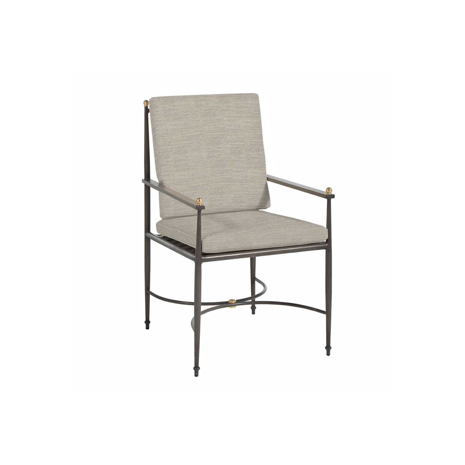Roma Wrought Aluminum Outdoor Arm Chair, Welt, Verona Silver