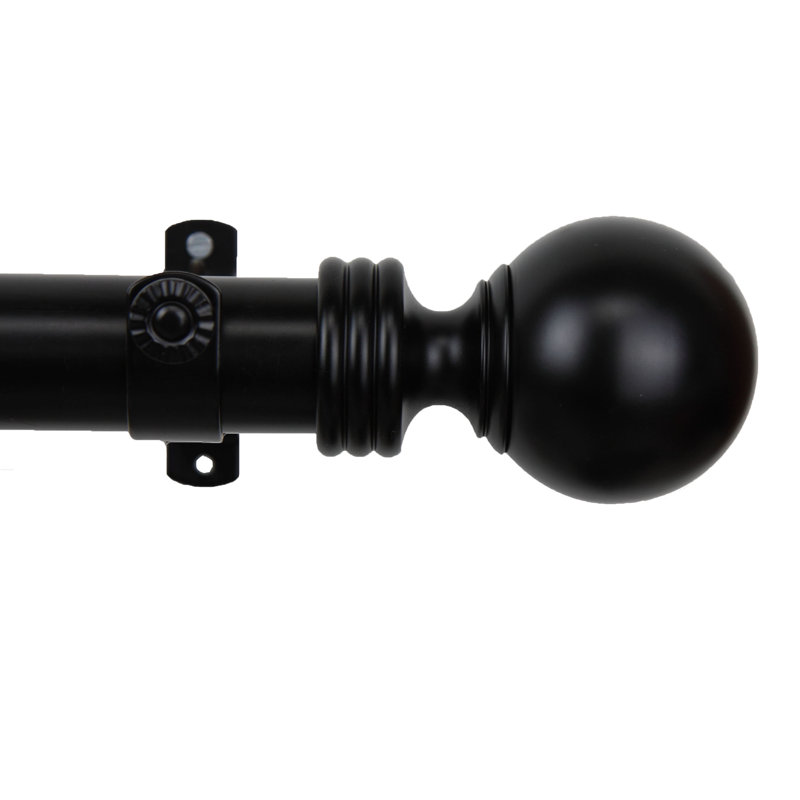 Tringle à rideaux simple non télescopique 1,5 "Sphere, L 84 po, Noir