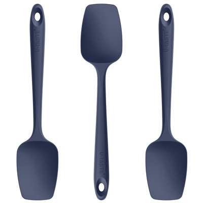 Ensemble de 3 spatules en silicone résistant à la chaleur U-Taste 480 ° F, sans BPA, de qualité alimentaire, de cuisson, de cuisson, de mélange, d'une seule pièce, pour une batterie de cuisine antiadhésive (bleu minuit)