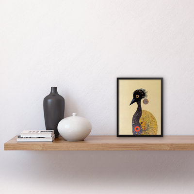 Surreal Abstract Ostrich Emu Klimt Style 1 Piece Single Picture Frame Wall Art